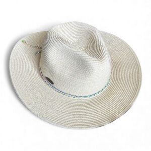 Panama Jack Paper Straw Floppy Sun Hat Colorful Braid